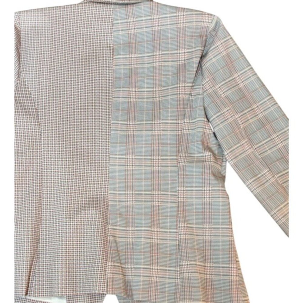 NEW LIVERPOOL Glen Plaid Half & Half Blazer Coat Jacket Size L Lava Flow - Picture 6 of 7